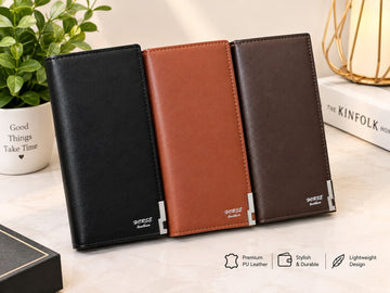 Men's Premium Long PU Leather Wallet & Card Holder